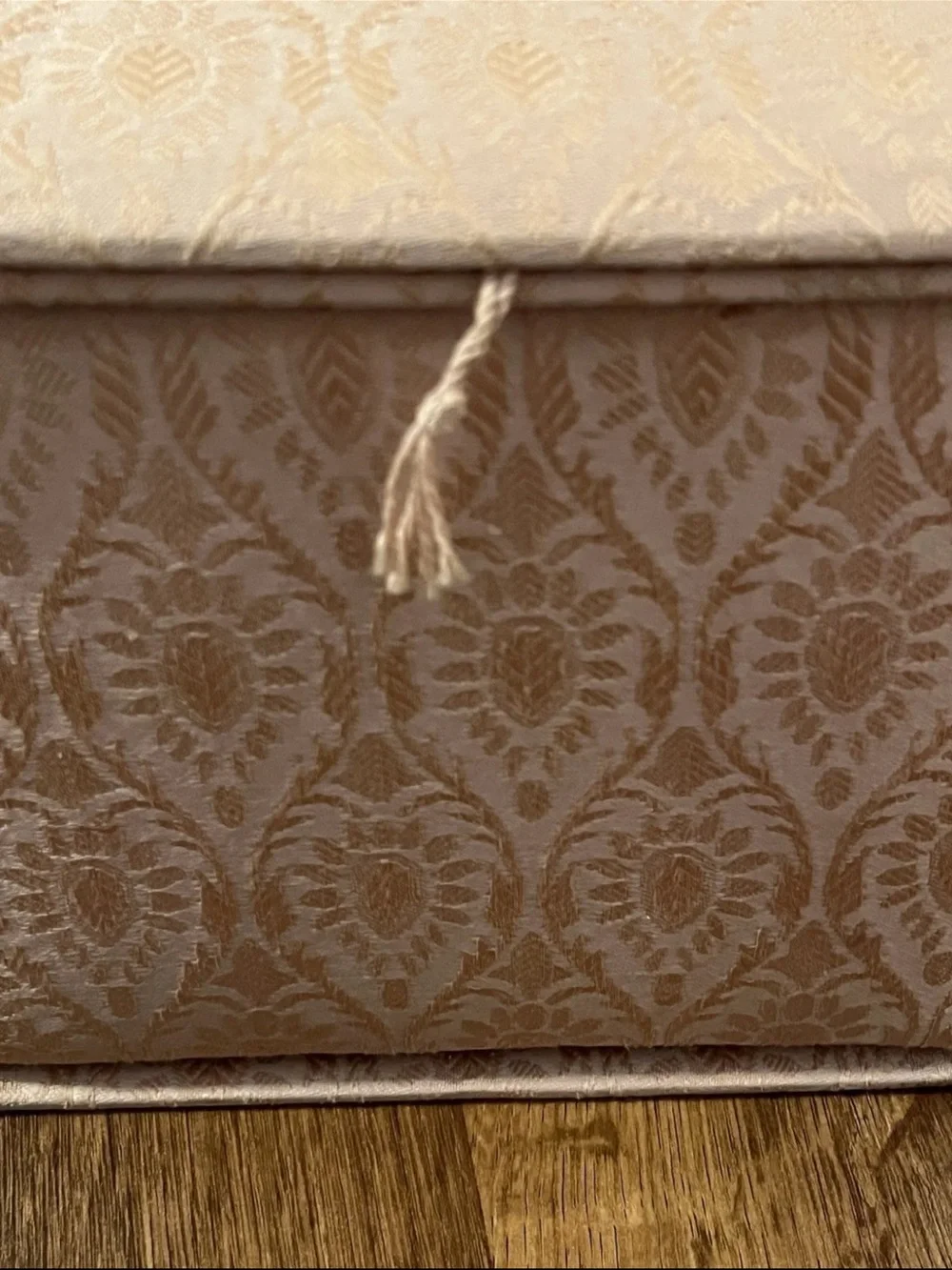 Decorative Fabric Jewelry Box in Pink and Gold. Coquette. Pattern. Vintage.